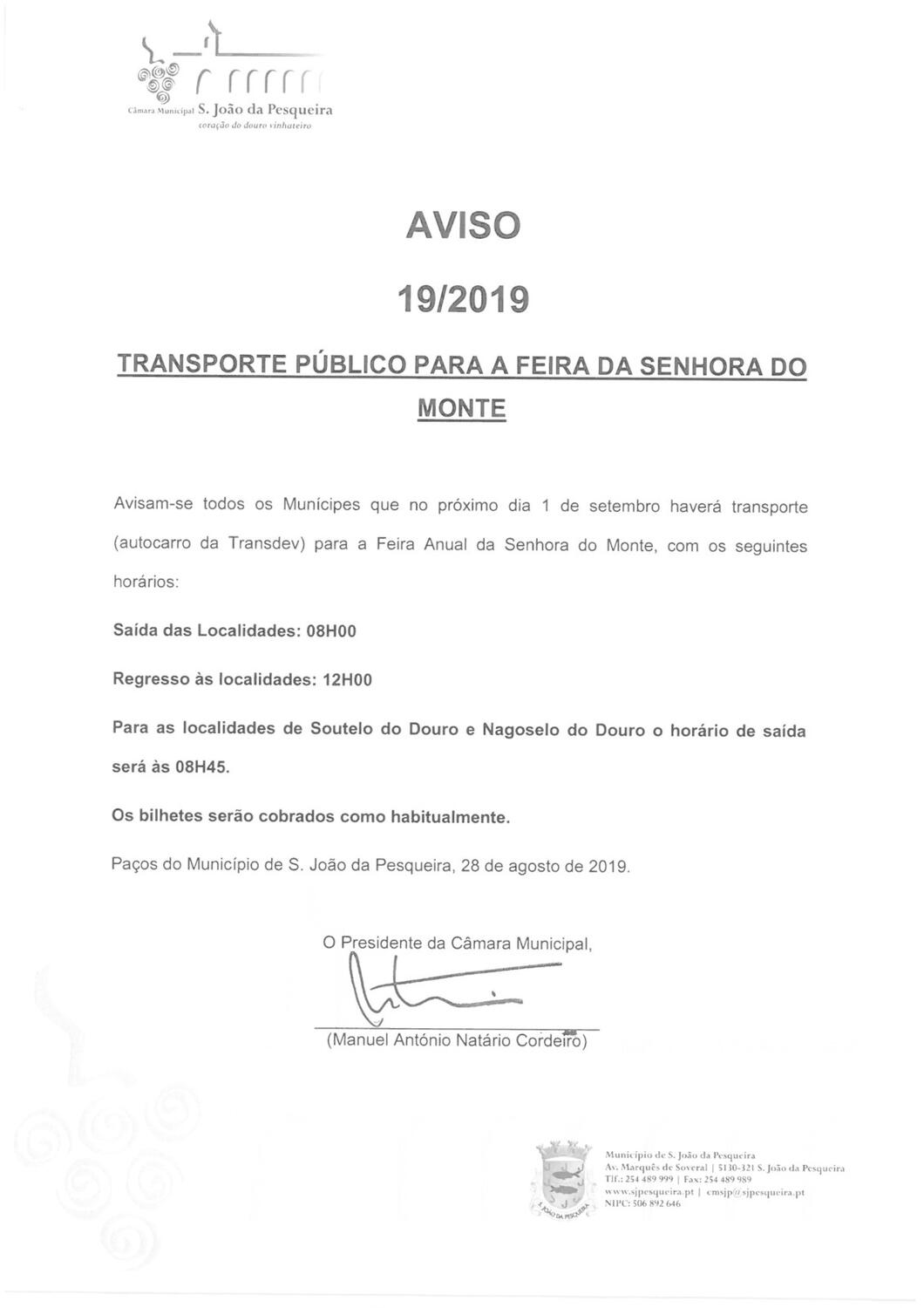 Aviso Transportes