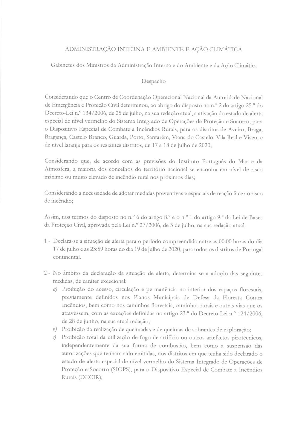 Despacho Declara&ccedil;&atilde;o da Situa&ccedil;&atilde;o de Alerta_Page_1